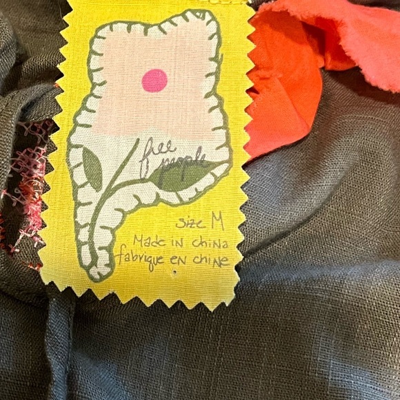 FREE PEOPLE Olive & Coral Cotton Dress – Size M - Picture 2 of 9